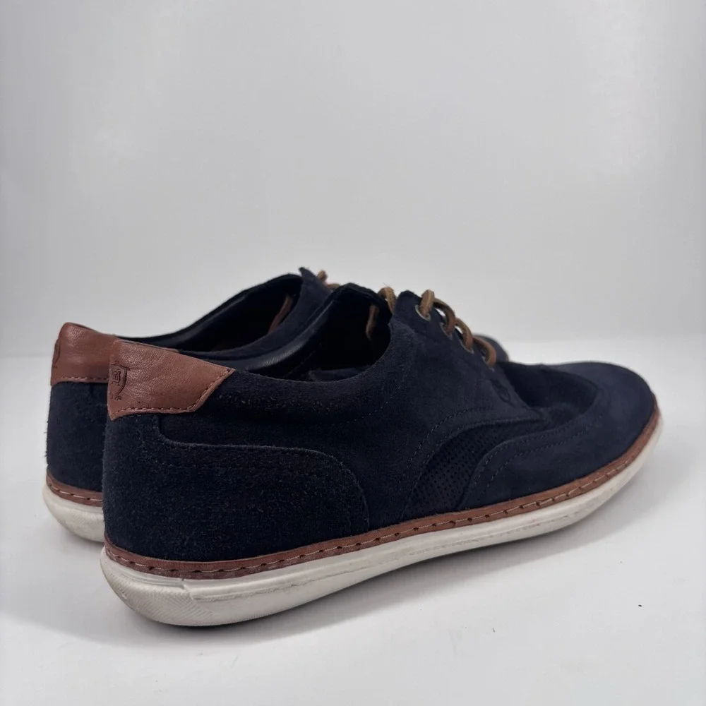 Massimo Dutti Men's Navy Blue Suede Derby‎ Shoes US 8 / EU 41 Lace-Up Classic